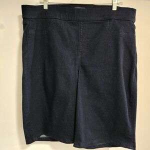 NYDJ Size 16W Blue Jeans Dark Wash Bermuda Pull-on Shorts w/ Pockets EUC